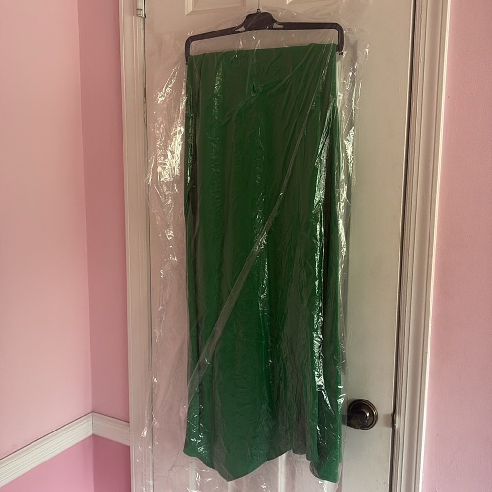 MANGO NWT Green Asymmetrical Dress with Side Slit Size 4 - Picture 7 of 8